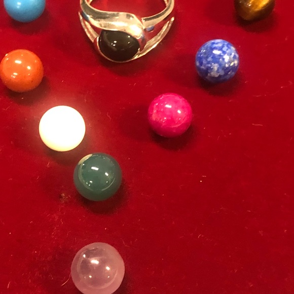 Sterling silver interchangeable marble stone ring - Picture 6 of 11
